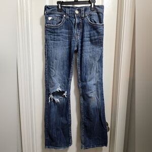 Silver Distressed Blue Jeans
